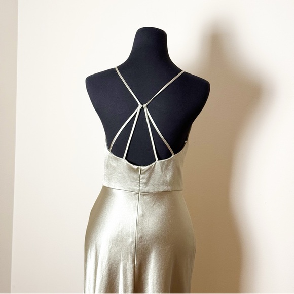 Jenny Yoo Collection Alessia satin high neck woman bridal back strap dress 4 - Picture 9 of 13